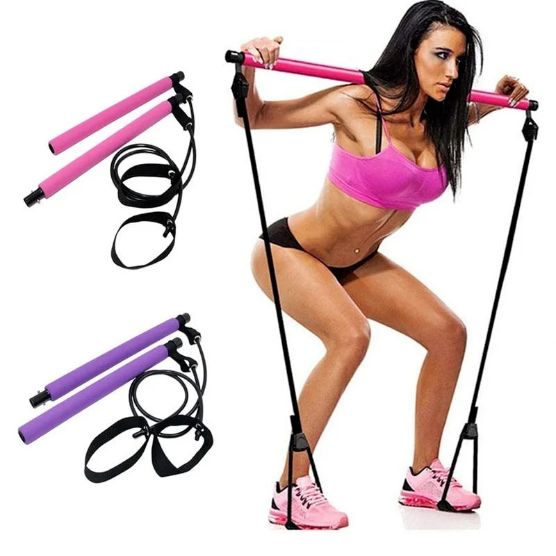 Fitness Yoga Pilates Bar Stick Cross fit Resistance Bands